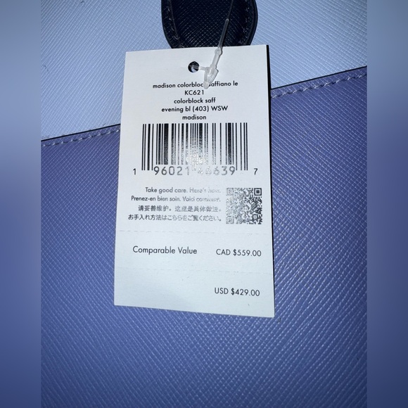 Authentic Kate Spade NEW YORK, Coloblock Satchel/Crossbody, Baby Blue & Blue - Picture 9 of 9